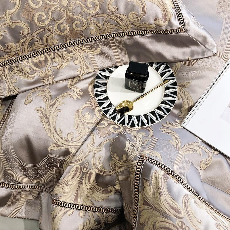 Damask luksus dyne trekk sett – 1000 TC egyptisk bomull for ultimat komfort | Skanto