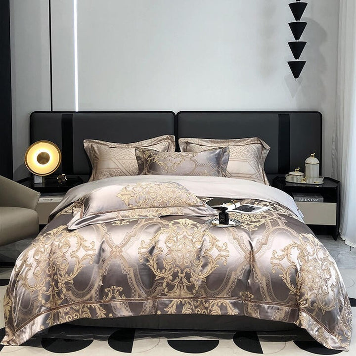 Damask luksus dyne trekk sett – 1000 TC egyptisk bomull for ultimat komfort | Skanto