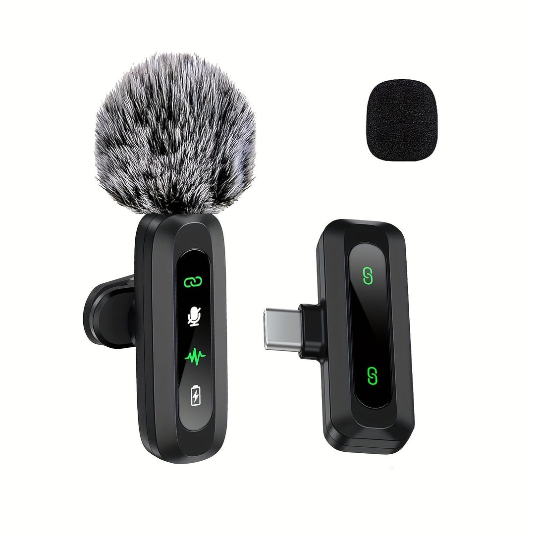 Skanto | Trådløs Klipsmikrofon | USB-C Plug and Play for Mobil | Svart