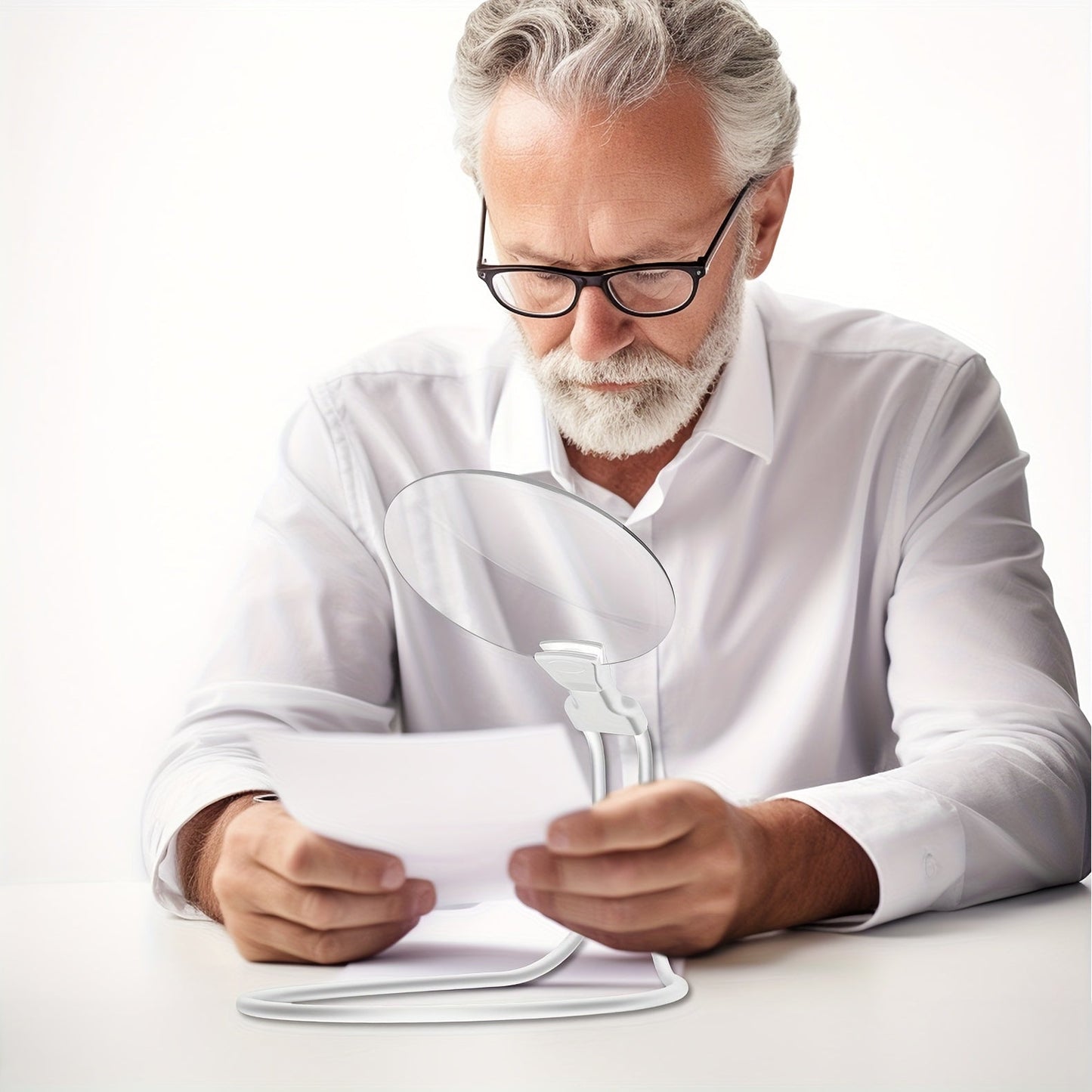 Norvo | 5X Forstørrelsesglass Pro – Håndfri Justerbar Nakke-Loupe for Seniorer og Personer med Synshemning – Perfekt for Lesing, Søm, Håndverk og Inspeksjon