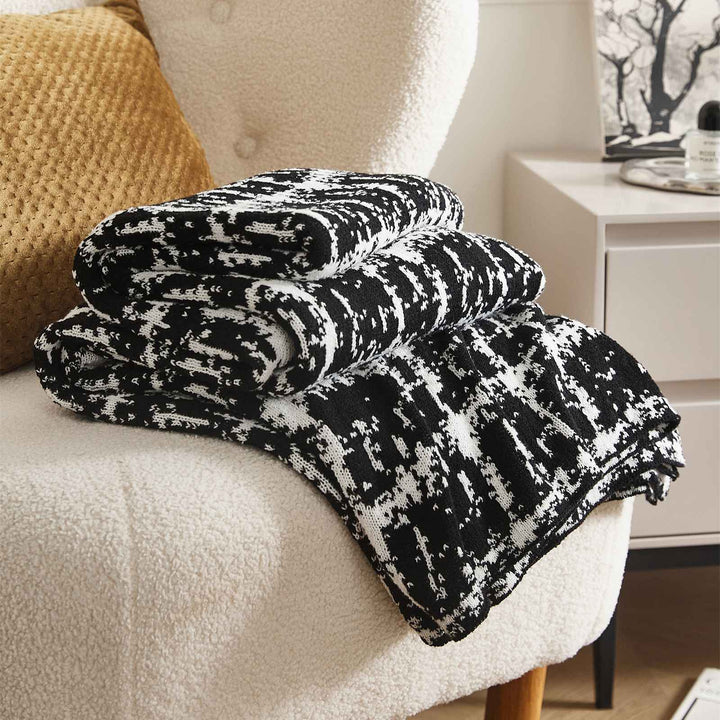 Skanto | Luksus Ull Strikket Teppe - Elegant Bærbar Sofa Seng Kast - Perfekt for Hjem, Reise, og TV Tid