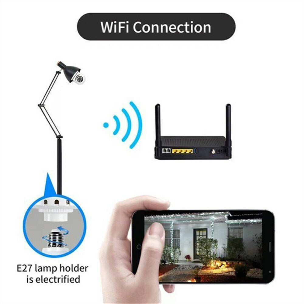 E27 1080P HD WiFi Lyspære Sikkerhetskamera | Skanto