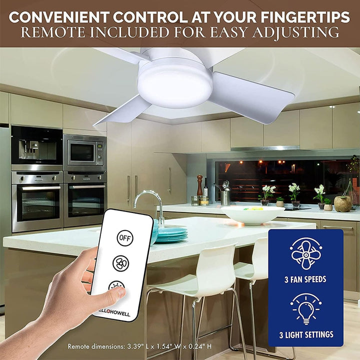 2-i-1 LED Taklampe Vifte med Fjernkontroll, E27/B22 Base | Skanto
