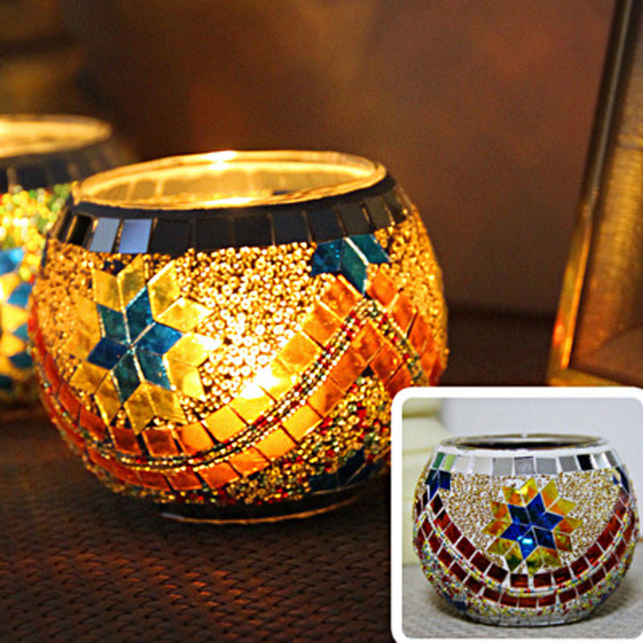 Skanto | Europeisk Retro Glass Mosaic Tealight Holder