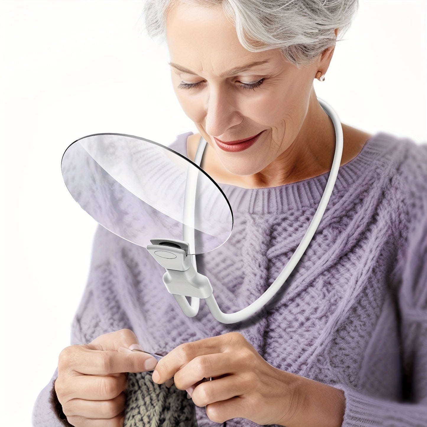 Norvo | 5X forstørrelsesglass Pro – Håndfri justerbar nakkeforstørrer for eldre og synshemmede – Perfekt for lesing, sying, håndverk og inspeksjon