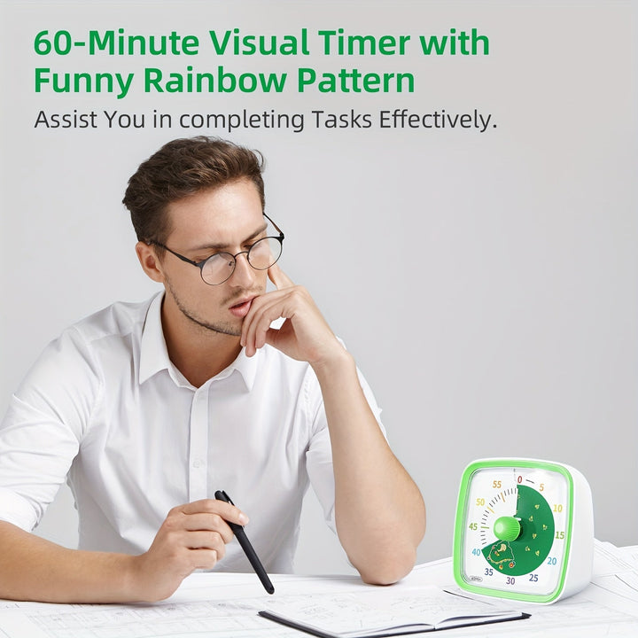 Rainbow Time Management Timer – Visuell 60-minutters nedtellingsur for studie, arbeid og hjem | Skanto