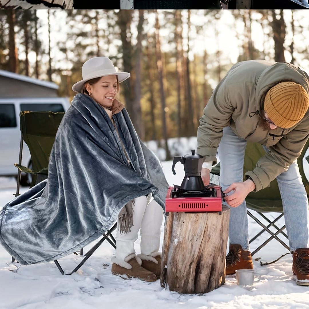 12V Oppvarmet Bilteppe - Mykt Flanellteppe med Overoppheting Beskyttelse for Bil og Camping | Skanto