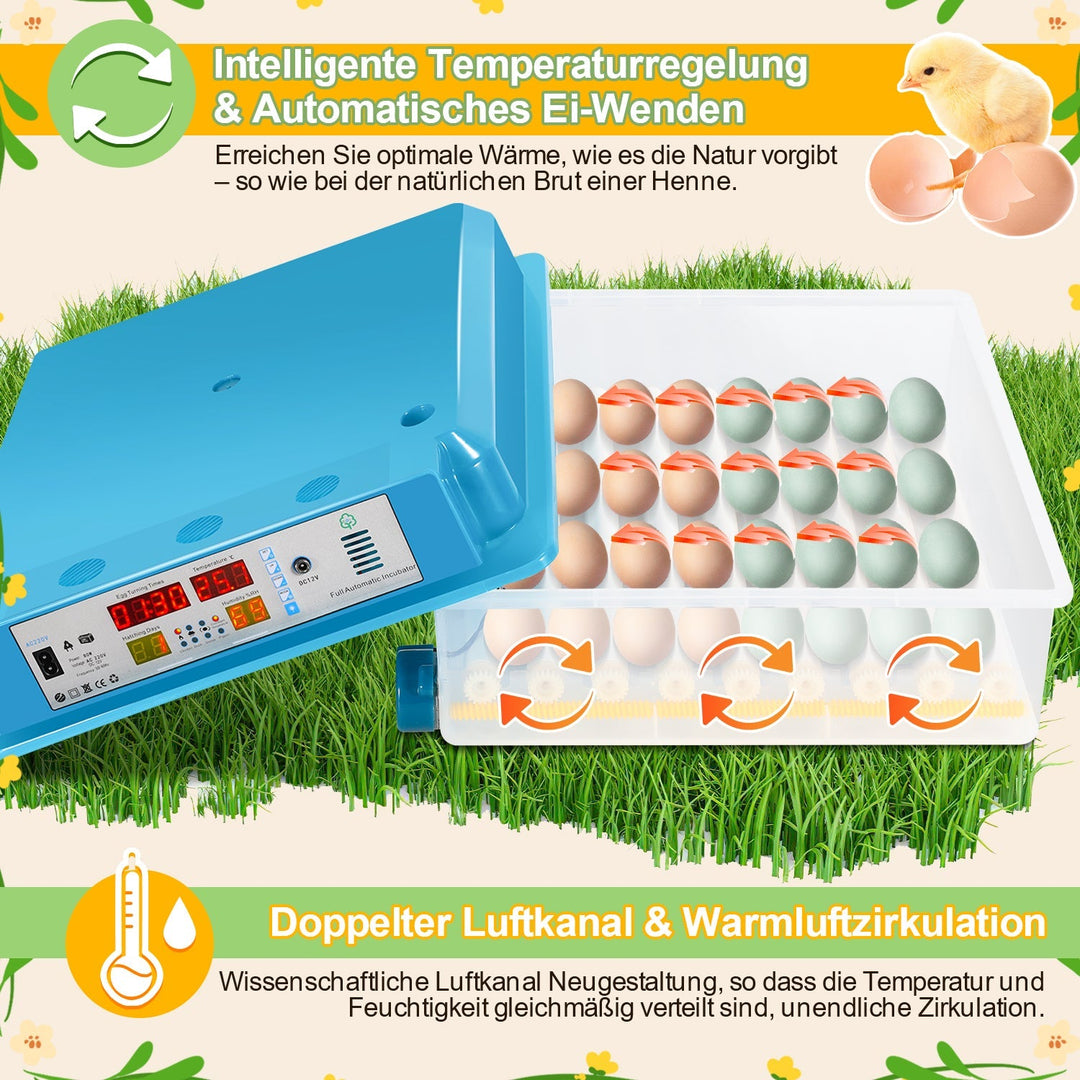 Brutautomat Helautomatiske Inkubator for Kyllinger 64 Egg | Skanto