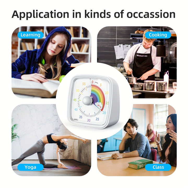 Skanto | Regnbue Tidshåndtering Timer – Visuell 60-Minutters Nedtellingstimer for Studier, Arbeid og Hjem