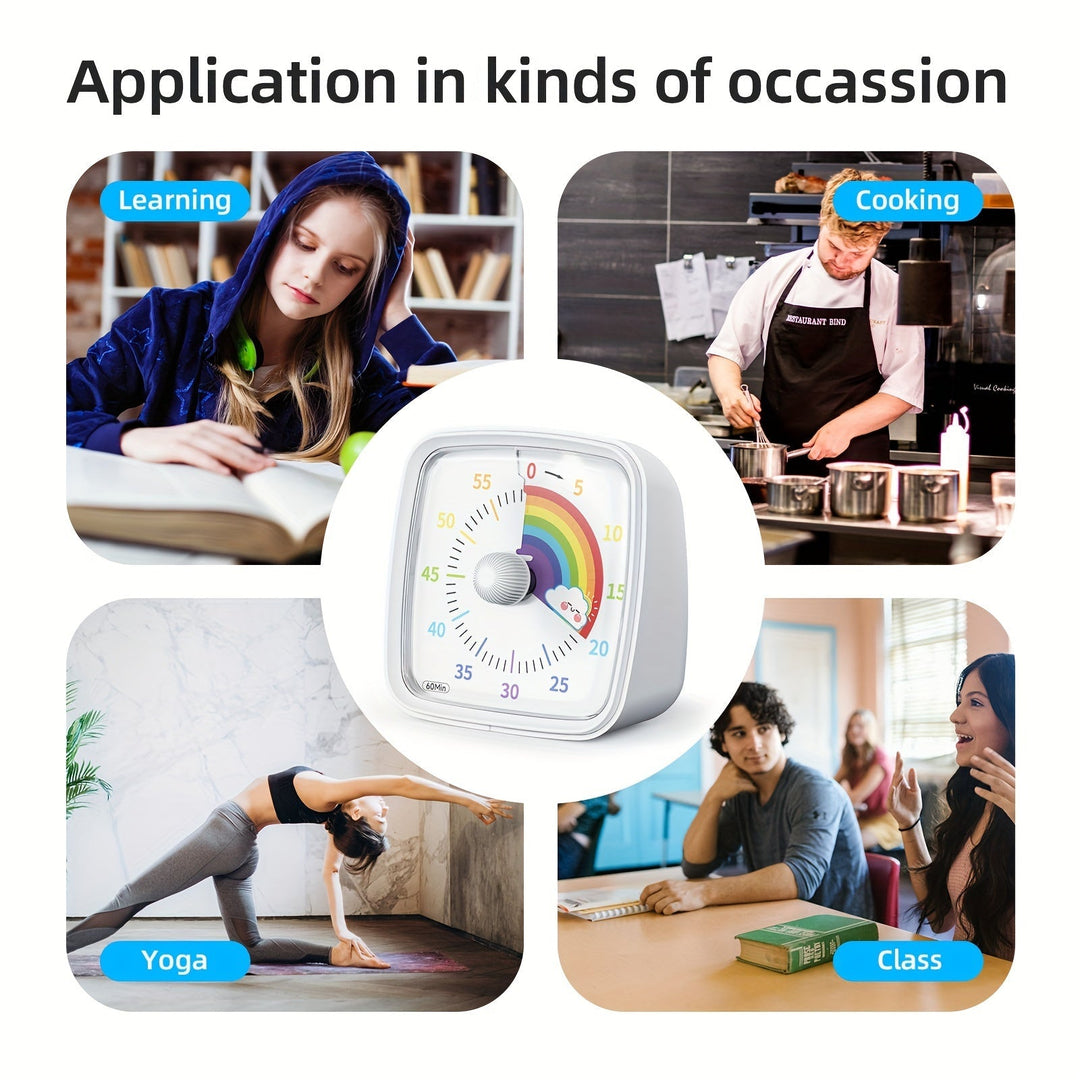 Rainbow Time Management Timer – Visuell 60-minutters nedtellingsur for studie, arbeid og hjem | Skanto