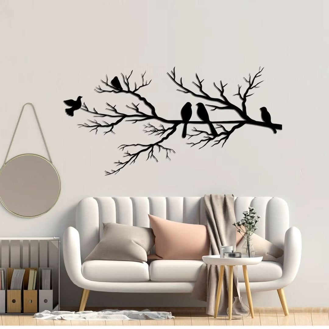 Skanto | Metal Birds on Branch Wall Art Svart