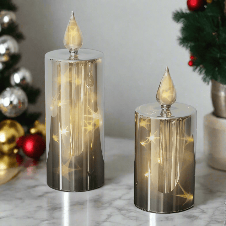 Skanto | LED Smoky 2-delt Glass Lys Sett