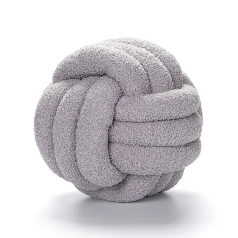 Dekorativ Knyttet Teddy Ball Myk Pute - 100% Ull, Rund | Skanto