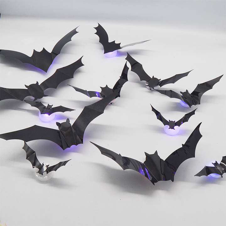 Skanto | 3D Flaggermus LED Veggdekor — Gjør hjemmet ditt til den skumleste Halloween-scenen med livaktige flygende illusjoner!
