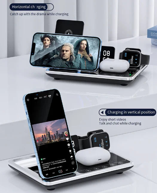 Skanto | EasyCharge - 4-i-1 Trådløs Laderstasjon for iPhone, Apple Watch og AirPods - Rask og Effektiv Lader