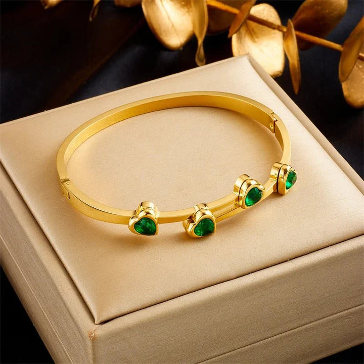 Skanto | Diamant Hjerte Cuff Armbånd