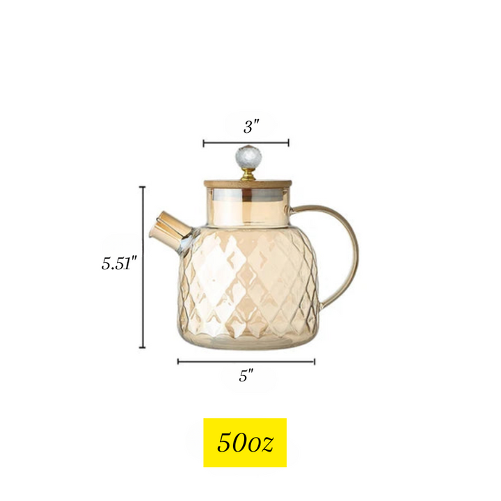 Diamond Texture Surface Glass Kettle Varmeresistent Tykk Glass | Skanto