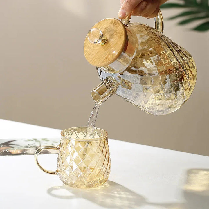 Diamond Texture Surface Glass Kettle Varmeresistent Tykk Glass | Skanto