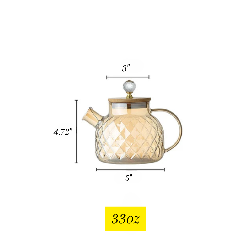 Diamond Texture Surface Glass Kettle Varmeresistent Tykk Glass | Skanto