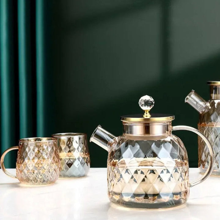 Diamond Type Glass Water Kettle Creative Glass Kettle Bottle | Skanto