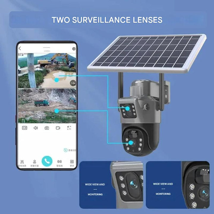 DualGuard Solar 4K – Trådløs 4K sikkerhetskamera med solcellepanel og 4G | Skanto