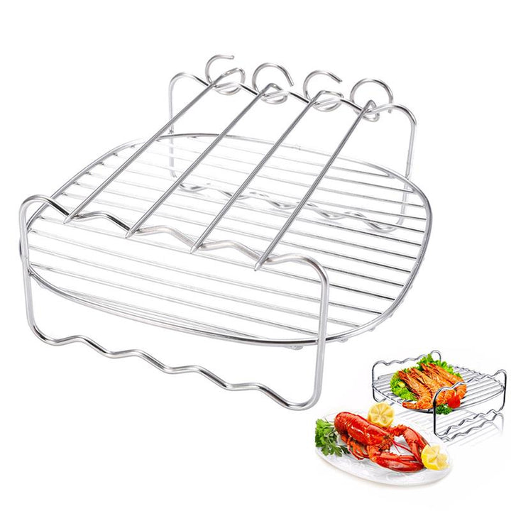 Dobbeltlaget rustfritt stål spyd grillstativ BBQ brett | Skanto