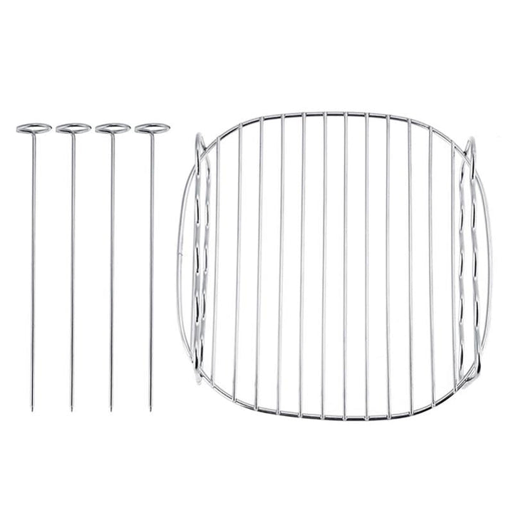 Dobbeltlagd rustfritt stål spyd grillstativ BBQ brett | Skanto