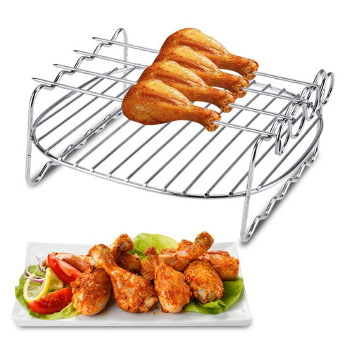 Dobbeltlaget rustfritt stål spyd grillstativ BBQ brett | Skanto