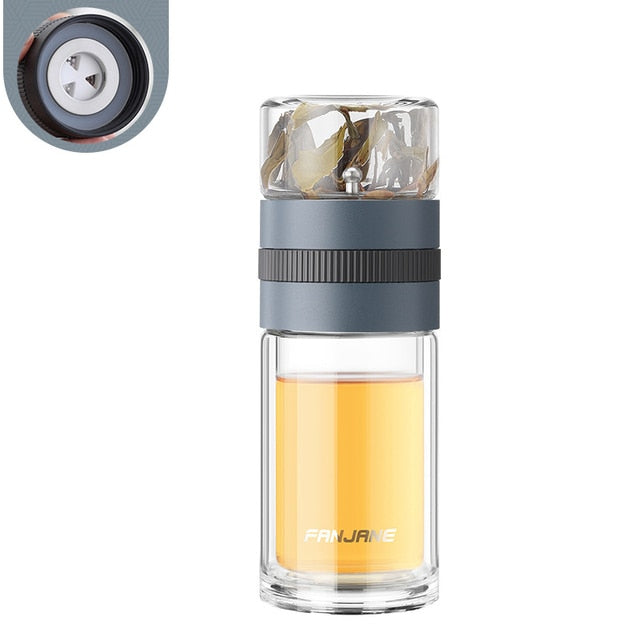 Dobbeltvegget teglassflaske vannflasker med teinfuser tumbler | Skanto