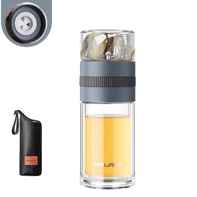 Dobbeltvegget teglassflaske vannflasker med teinfuser tumbler | Skanto