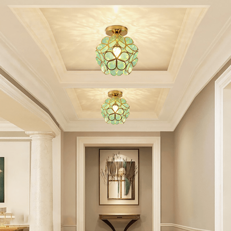 Skanto | Elegant Glass Ceiling Light in Floral Style
