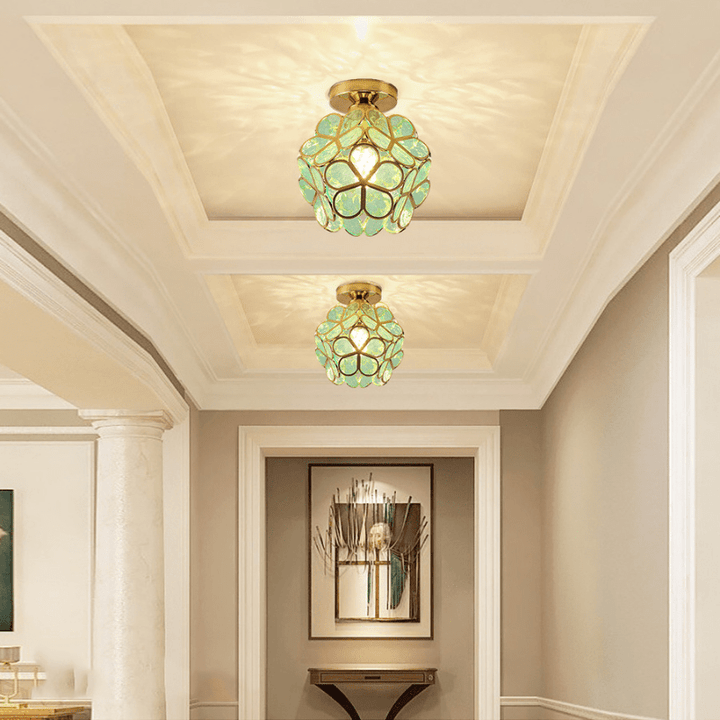 Skanto | Elegant Glass Ceiling Light in Floral Style