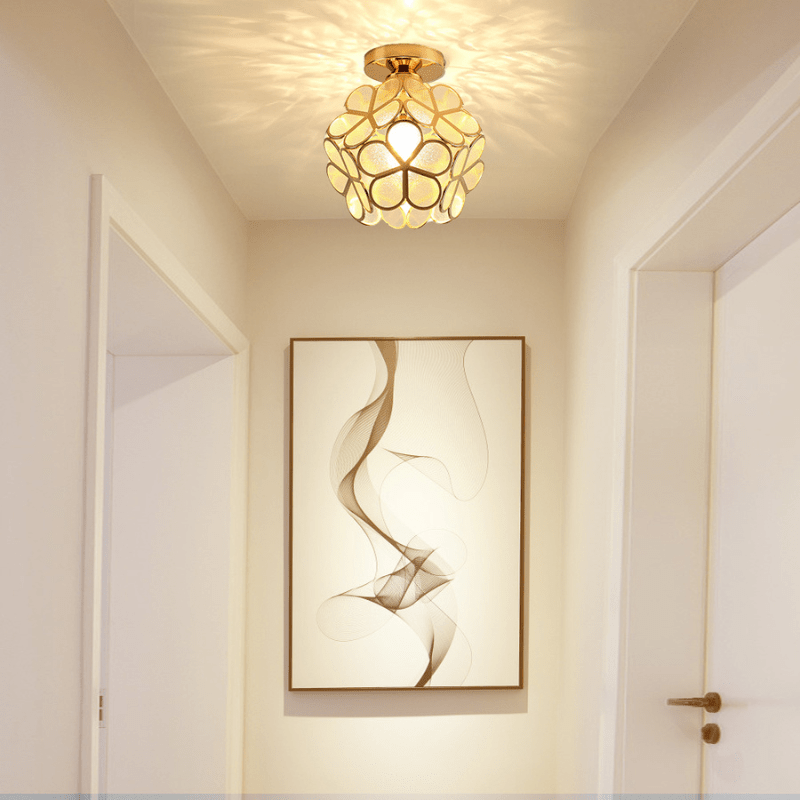 Skanto | Elegant Glass Ceiling Light in Floral Style