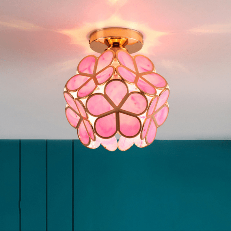 Skanto | Elegant Glass Ceiling Light in Floral Style