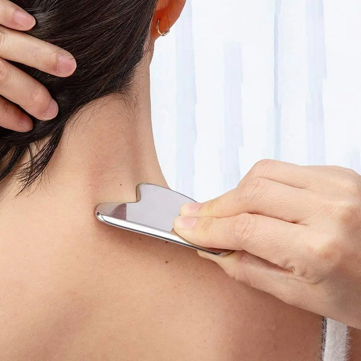 Skanto | Silver Sculpt - Si farvel til spenninger - Utraderte rynker - Rustfritt stål Gua Sha