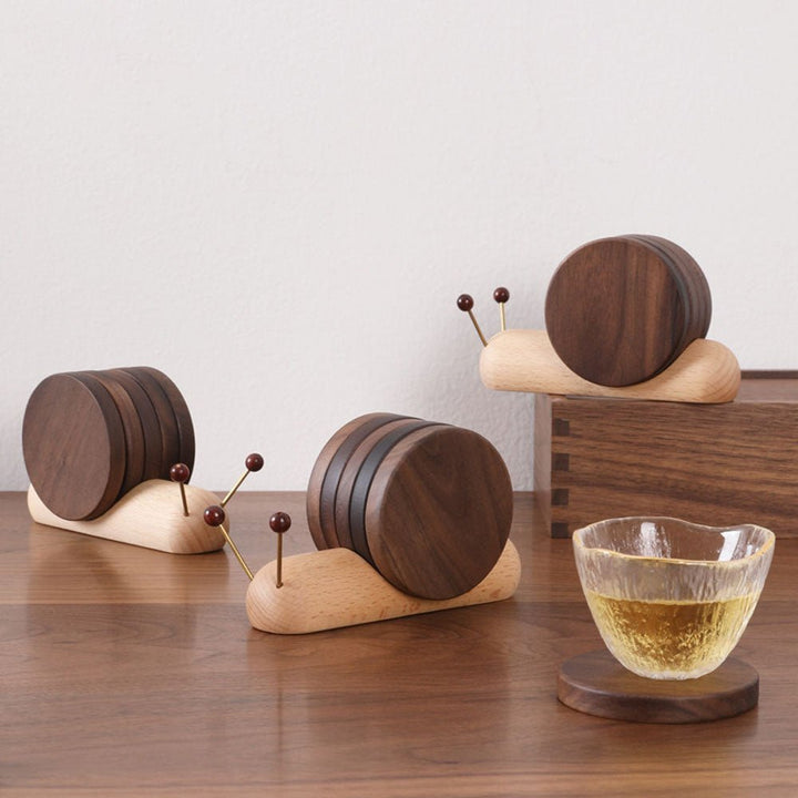 Skanto | Snail coaster sett - Unik sjarm - Pynt kaffer pauser - Elegant og funksjonell