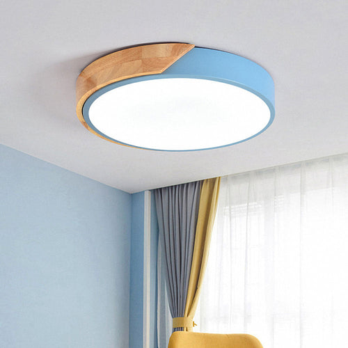 Skanto | Runde minimalistische LED taklamper med tredekor – Moderne design, dimbar