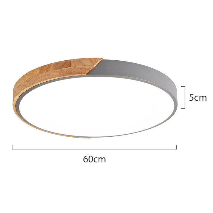 Skanto | Runde minimalistische LED taklamper med tredekor – Moderne design, dimbar