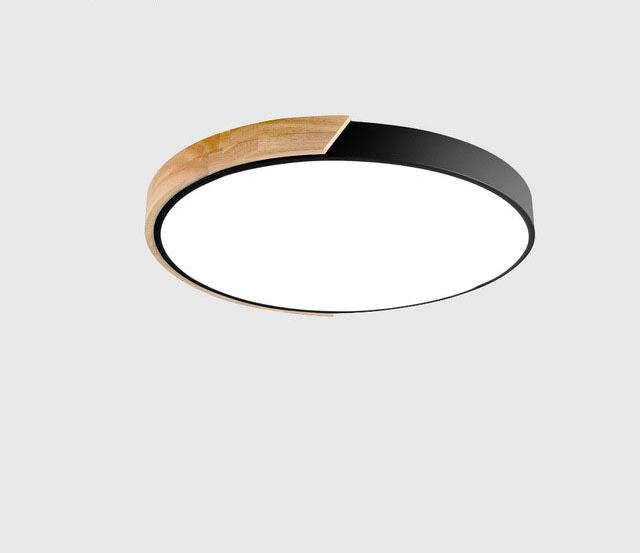 Skanto | Runde minimalistische LED taklamper med tredekor – Moderne design, dimbar