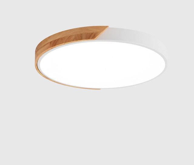 Skanto | Runde minimalistische LED taklamper med tredekor – Moderne design, dimbar