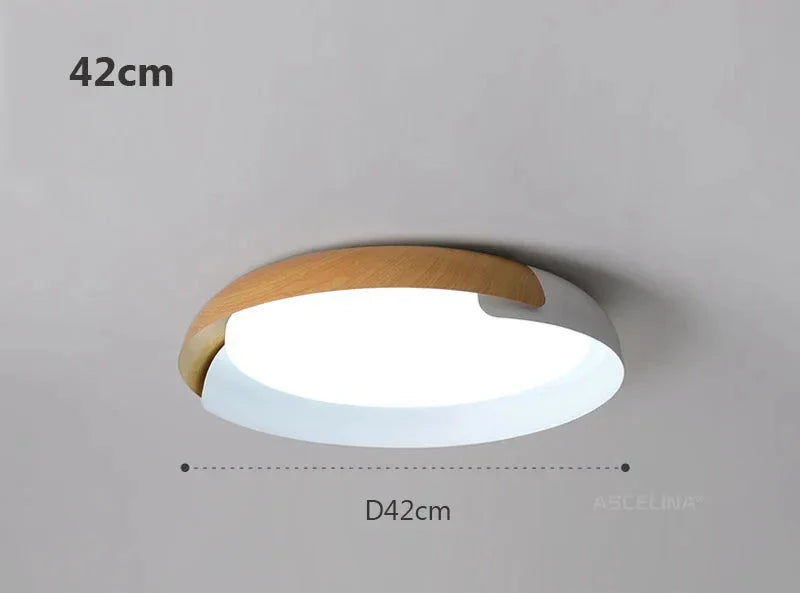 Moderne taklampe med trefinish – Stilfull LED-belysning for stue | Skanto