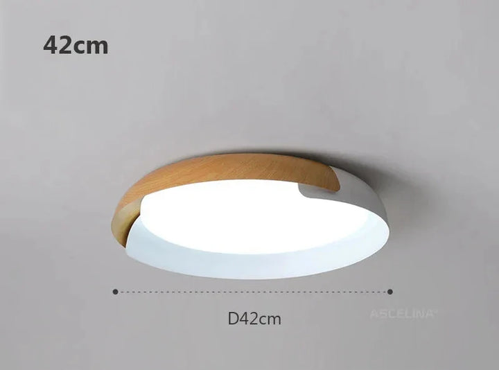 Moderne taklampe med trefinish – Stilfull LED-belysning for stue | Skanto