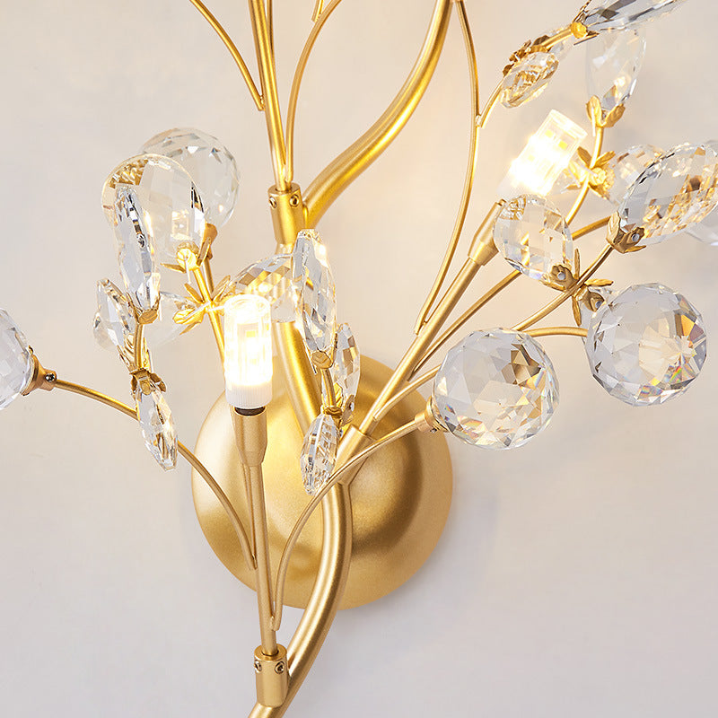Moderne Blomster Vegglampe laget av Krystall – Elegant Veggbelysning for Oppholdsrom | Skanto