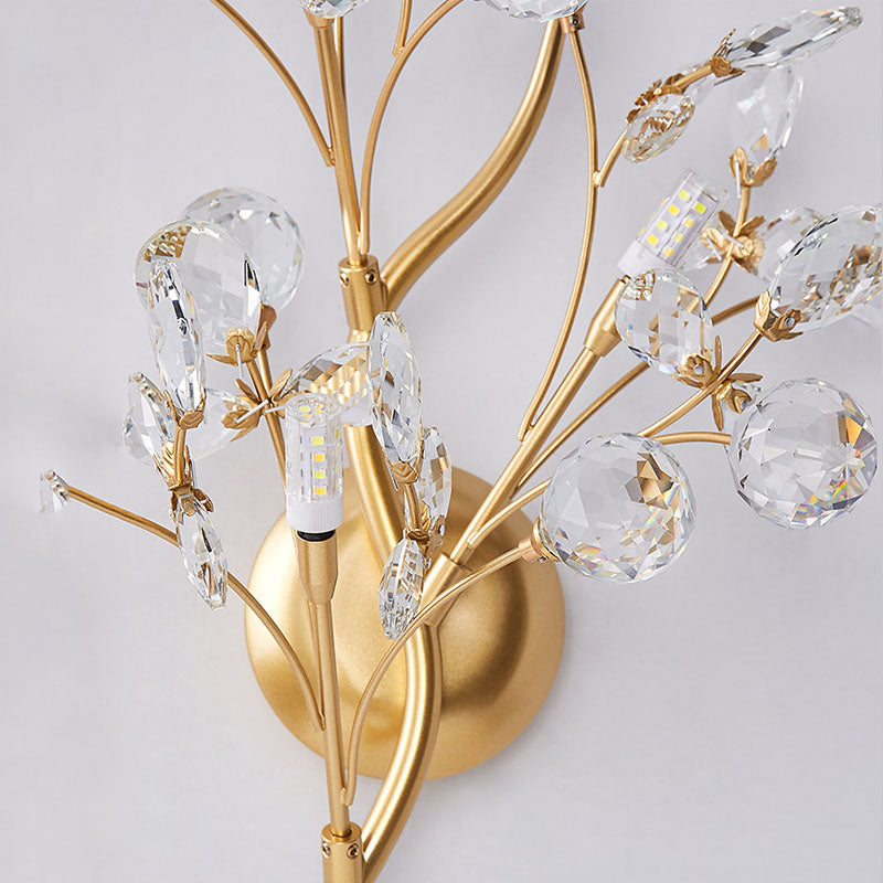 Moderne Blomster Vegglampe laget av Krystall – Elegant Veggbelysning for Oppholdsrom | Skanto