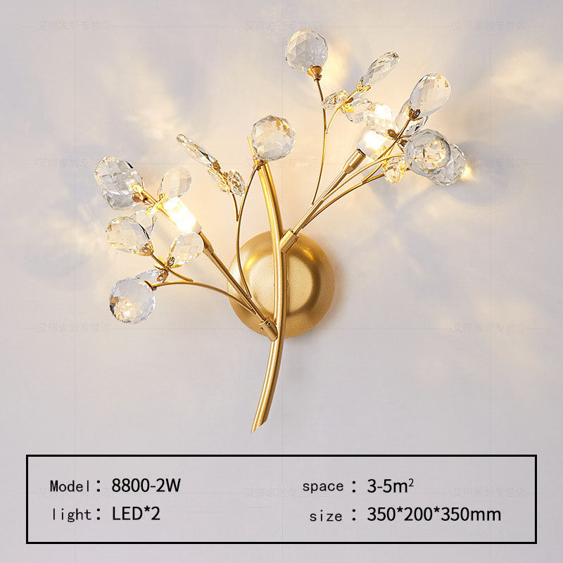 Moderne Blomster Vegglampe laget av Krystall – Elegant Veggbelysning for Oppholdsrom | Skanto