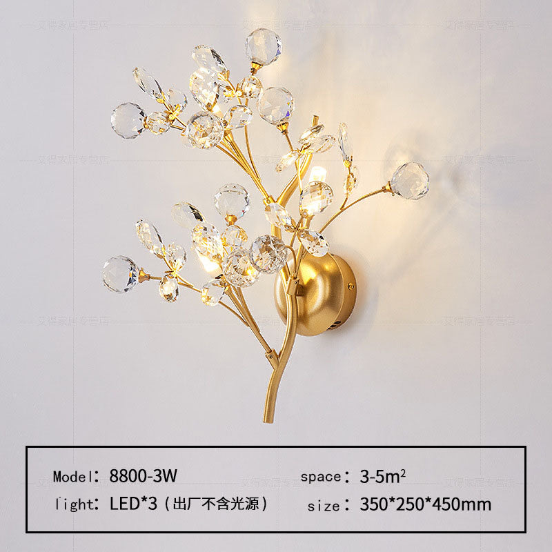 Moderne Blomster Vegglampe laget av Krystall – Elegant Veggbelysning for Oppholdsrom | Skanto