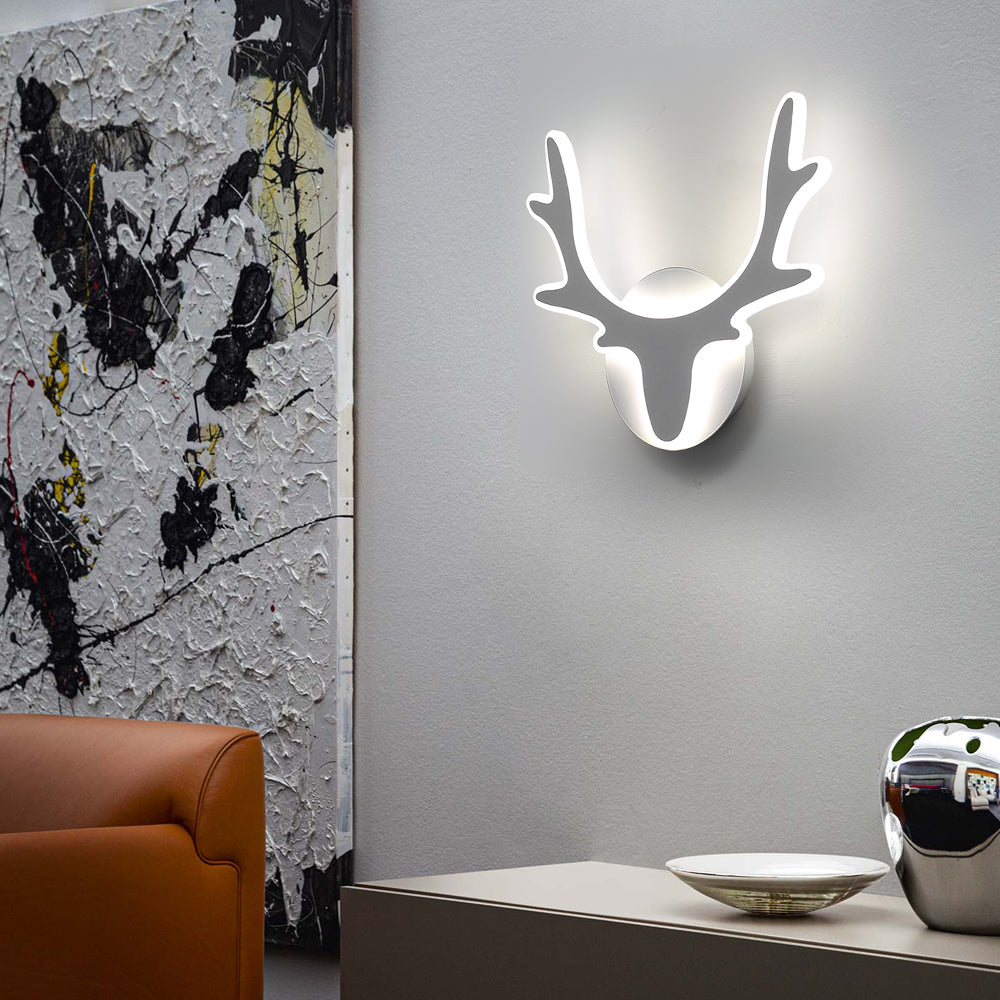 Vegglampe i skandinavisk stil med elghorn-dekorasjon, moderne LED-belysning | Skanto