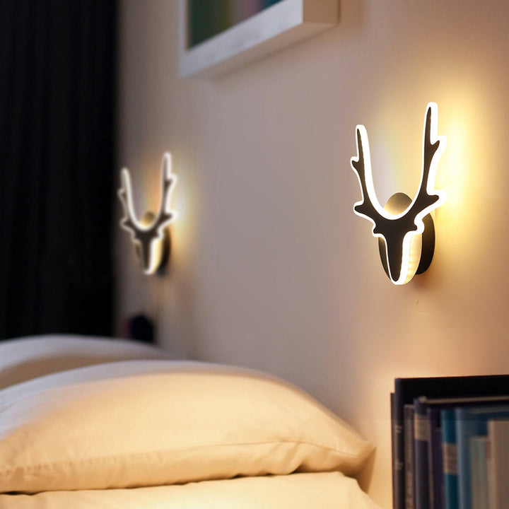 Vegglampe i skandinavisk stil med elghorn-dekorasjon, moderne LED-belysning | Skanto