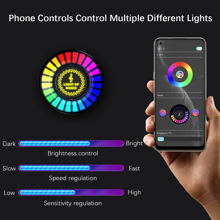 Auto Sound Pickup Light | Portable RGB Moro på farten | Skanto