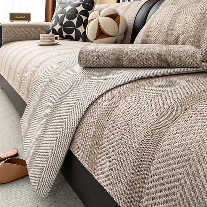 Minimalist Herringbone Sofa Cover | Pustende, kjæledyrvennlig beskyttelse | Skanto
